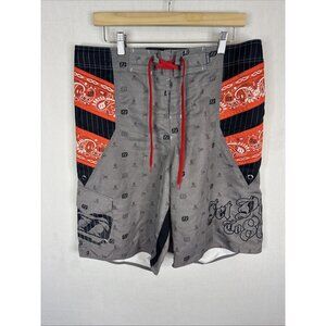 Jetpilot Shane Dorian Board Shorts‎ Gray Paisley Surf Swim Trunks Mens 36